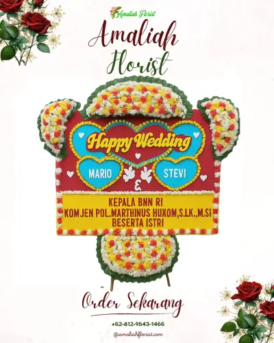 Karangan Papan Bunga Pernikahan di Gelarwangi